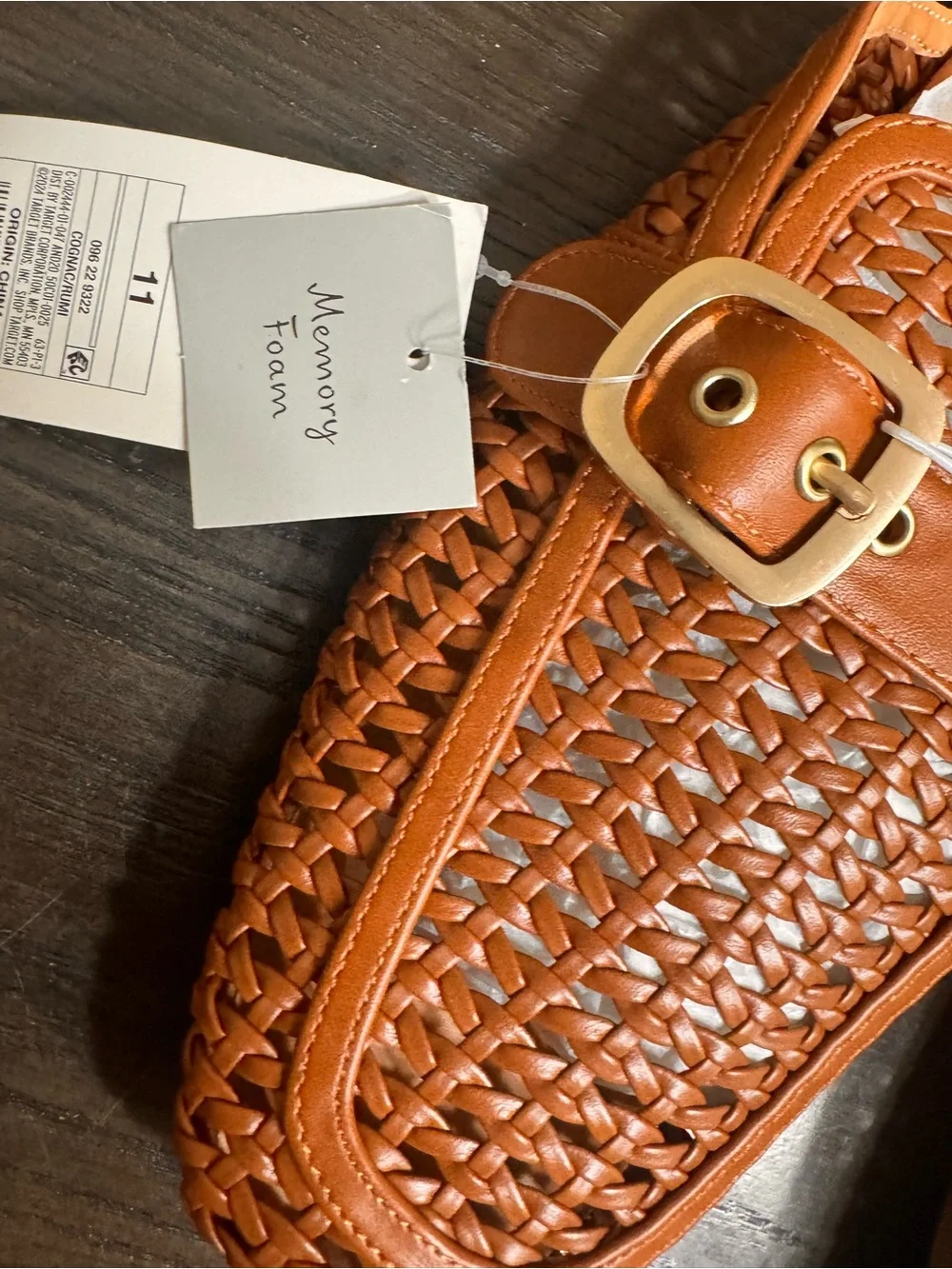 A New Day Woven Buckle Mule Slides Cognac Brown Women’s Size 11 NWT